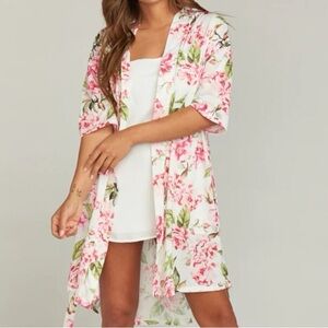 Show Me Your Mumu Brie Floral Robe Print Belted Short Sleeve Size OS